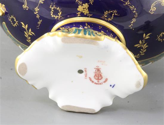 A Royal Crown Derby two handled vase and cover, painted by Ellis Clark, height 14cm